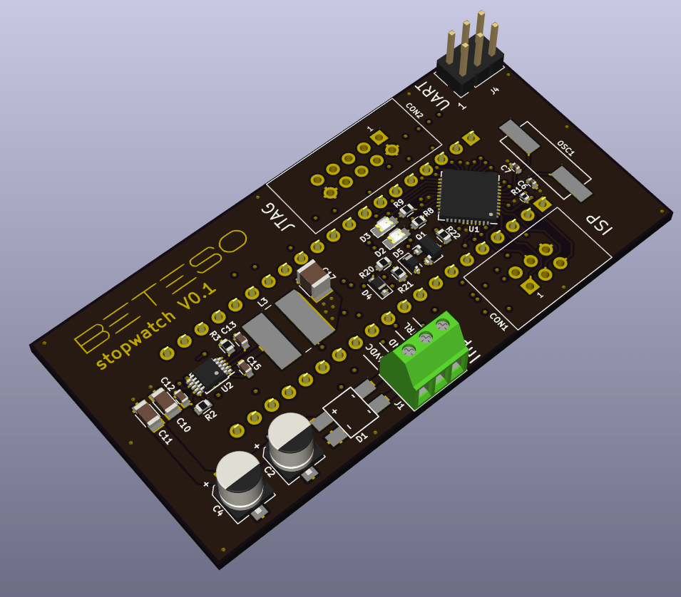 Impressionen Board Stoppuhr aus KiCad