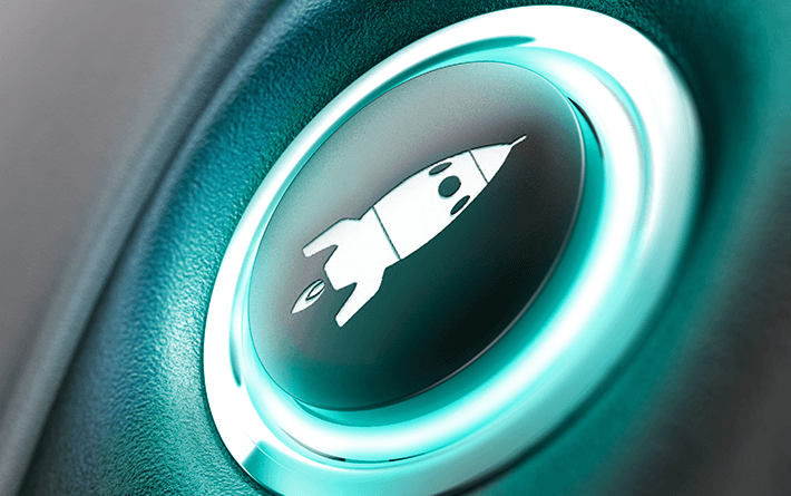 Imagebild Druckknopf mit Rakete